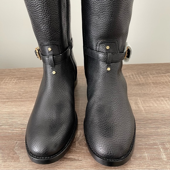 Tory Burch Marlene Riding Boots Tumbled Leather Black Size 9 NEW - Picture 4 of 14